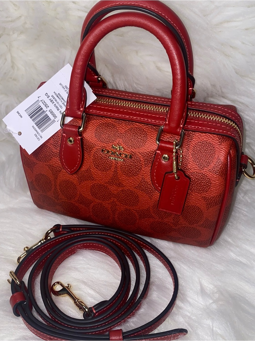 Coach purse Mini Rowan Crossbody Bag In Signature Canvas in Crimson color New - Picture 4 of 13